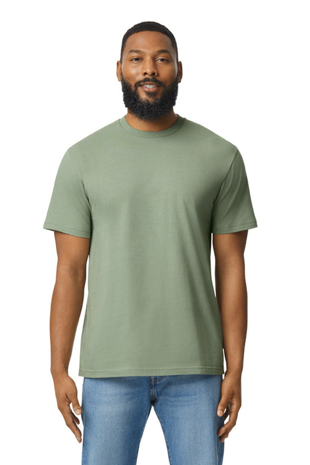 Gildan G650 Mens Softstyle Short Sleeve Crewneck T-Shirt Sage Green Front