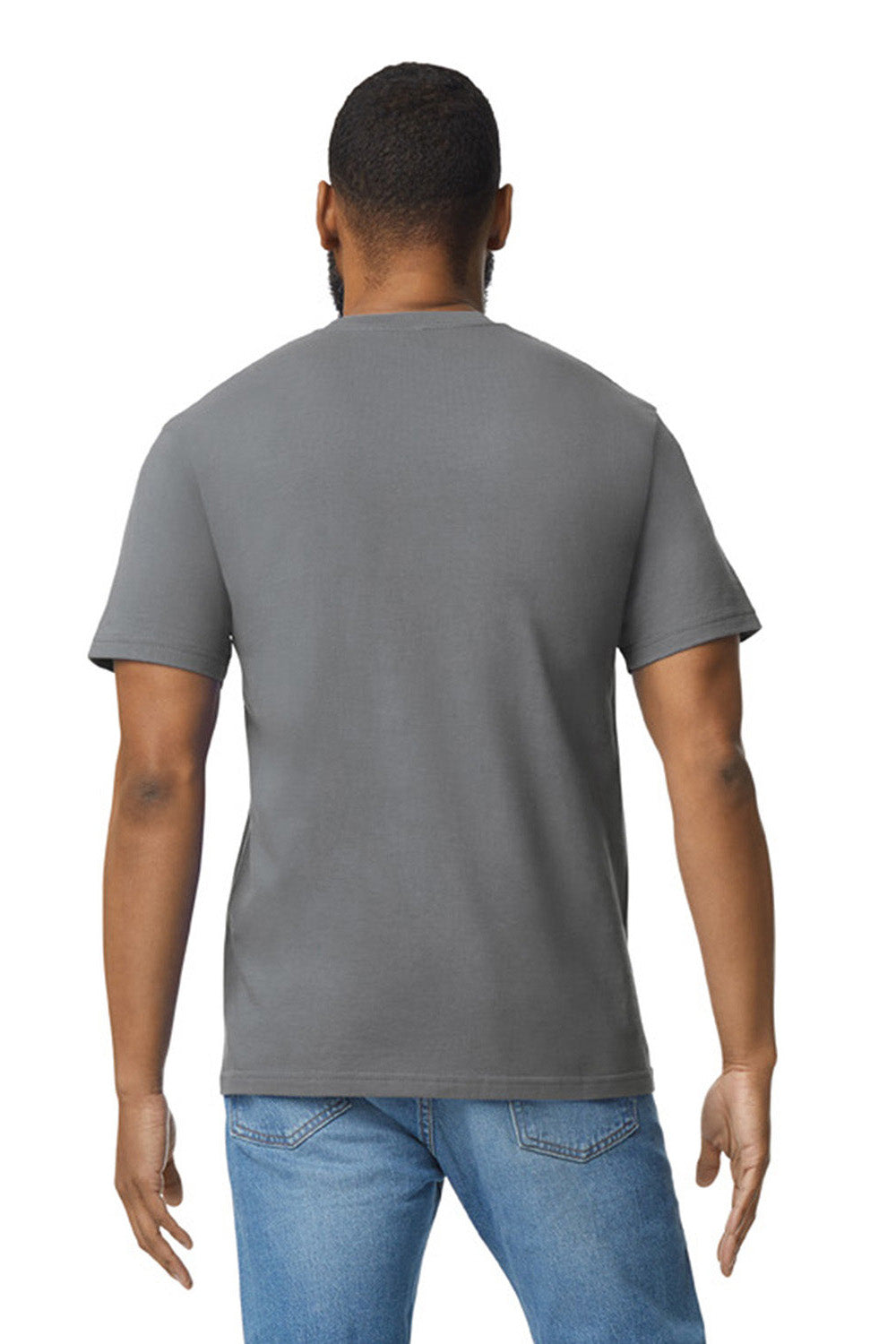 Gildan G650 Mens Softstyle Short Sleeve Crewneck T-Shirt Heather Graphite Grey Back