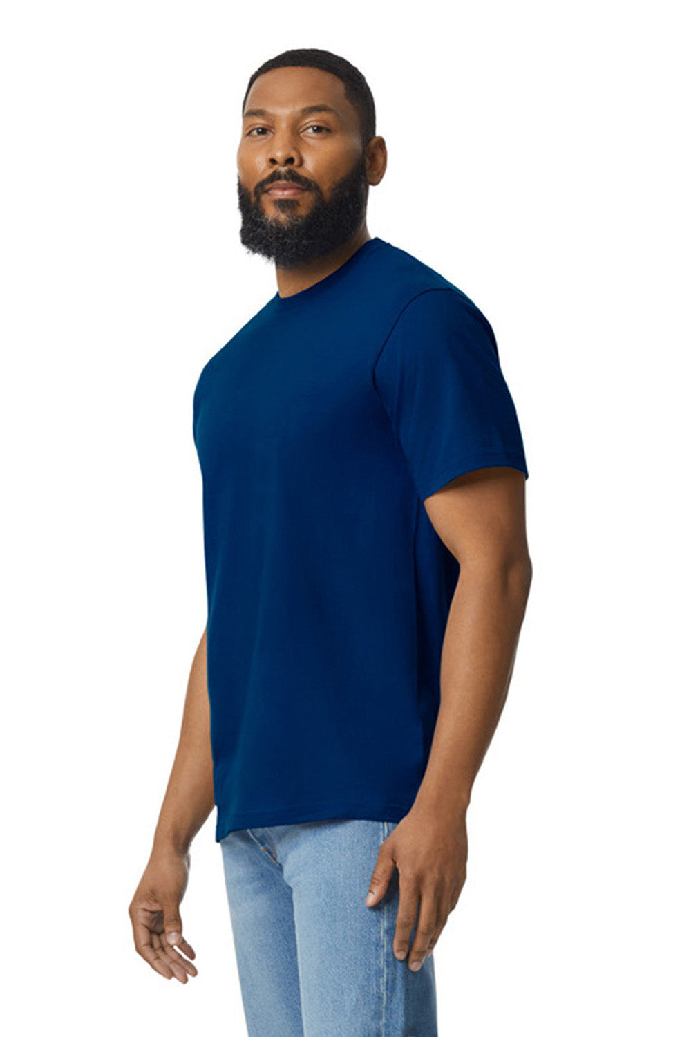 Gildan G650 Mens Softstyle Short Sleeve Crewneck T-Shirt Navy Blue Side