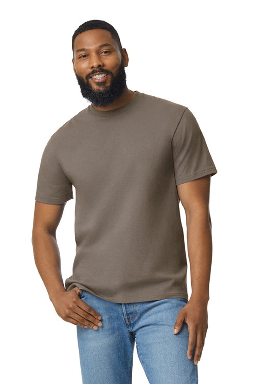 Gildan G650 Mens Softstyle Short Sleeve Crewneck T-Shirt Savana Brown Front