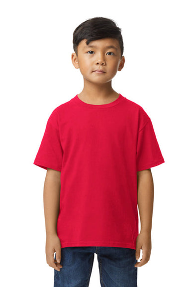 Gildan G650B Youth Softstyle Short Sleeve Crewneck T-Shirt Red Front