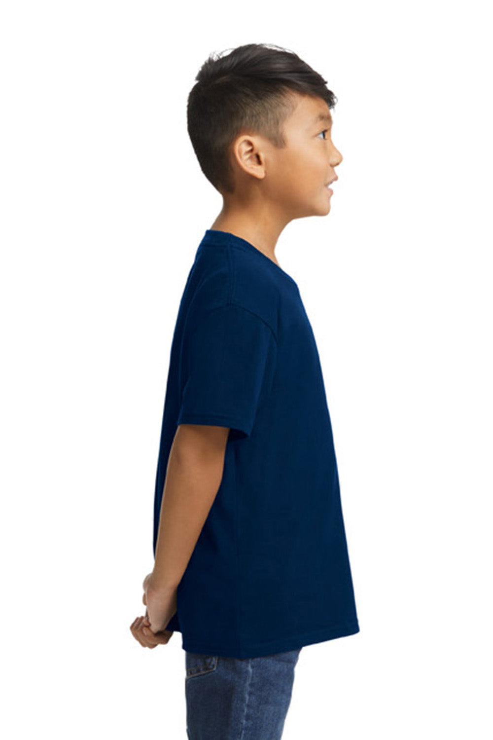Gildan G650B Youth Softstyle Short Sleeve Crewneck T-Shirt Navy Blue Side