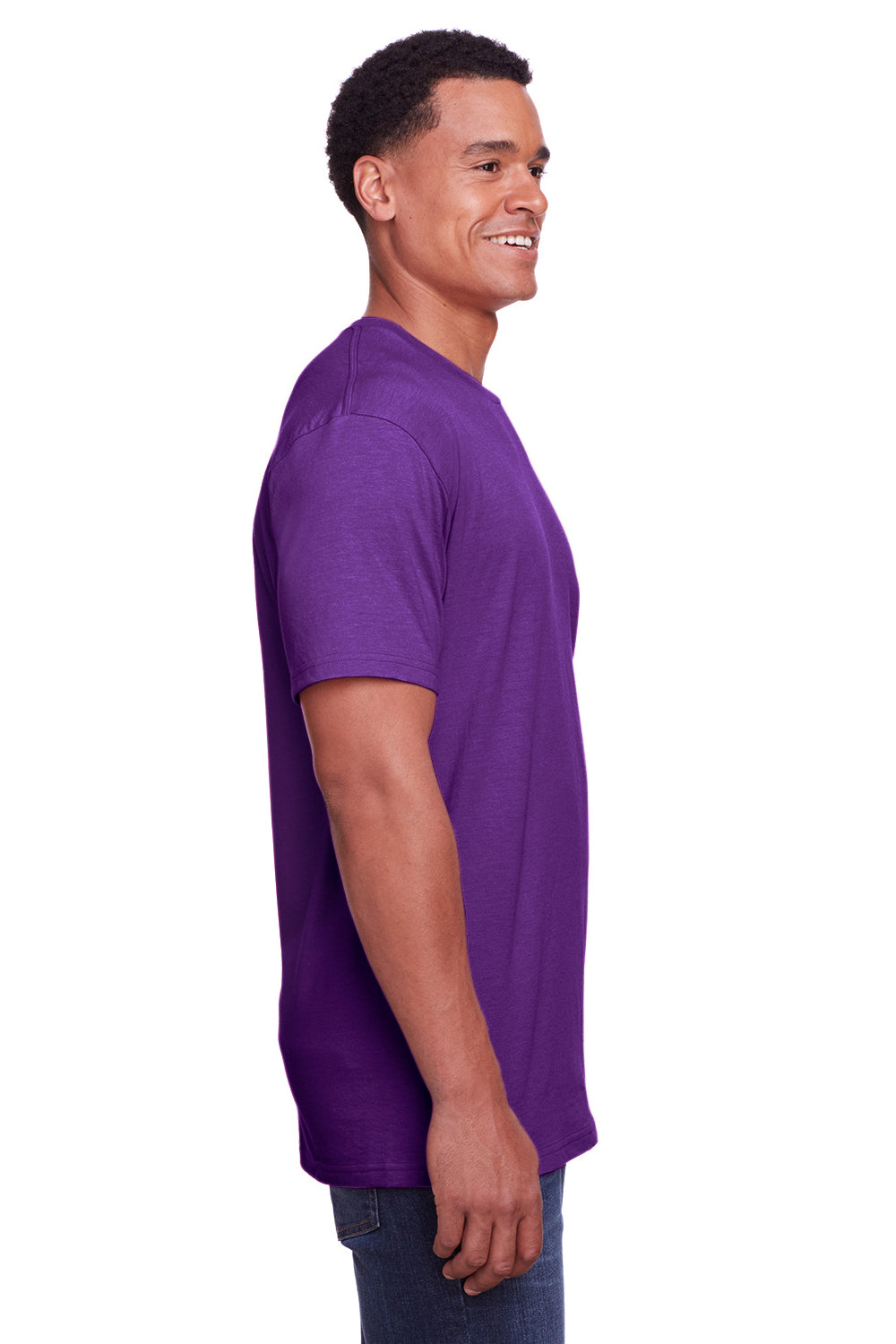 Gildan G670 Mens Softstyle CVC Short Sleeve Crewneck T-Shirt Amethyst Purple Side