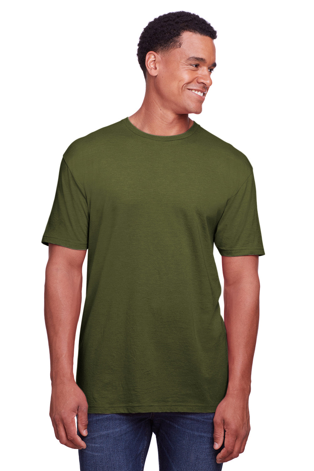Gildan G670 Mens Softstyle CVC Short Sleeve Crewneck T-Shirt Cactus Green Front