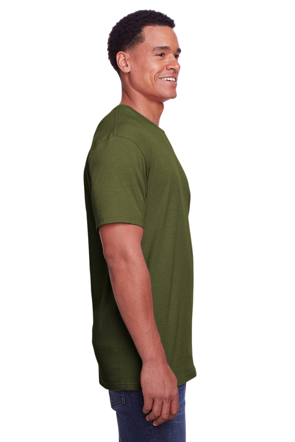 Gildan G670 Mens Softstyle CVC Short Sleeve Crewneck T-Shirt Cactus Green Side