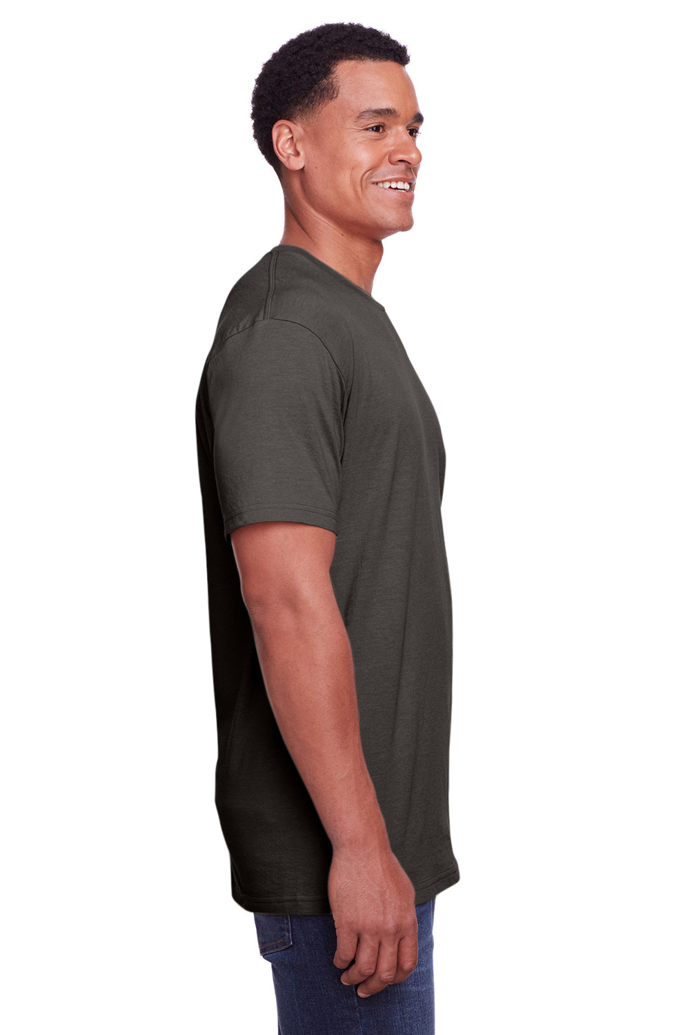 Gildan G670 Mens Softstyle CVC Short Sleeve Crewneck T-Shirt Gunmetal Grey Side