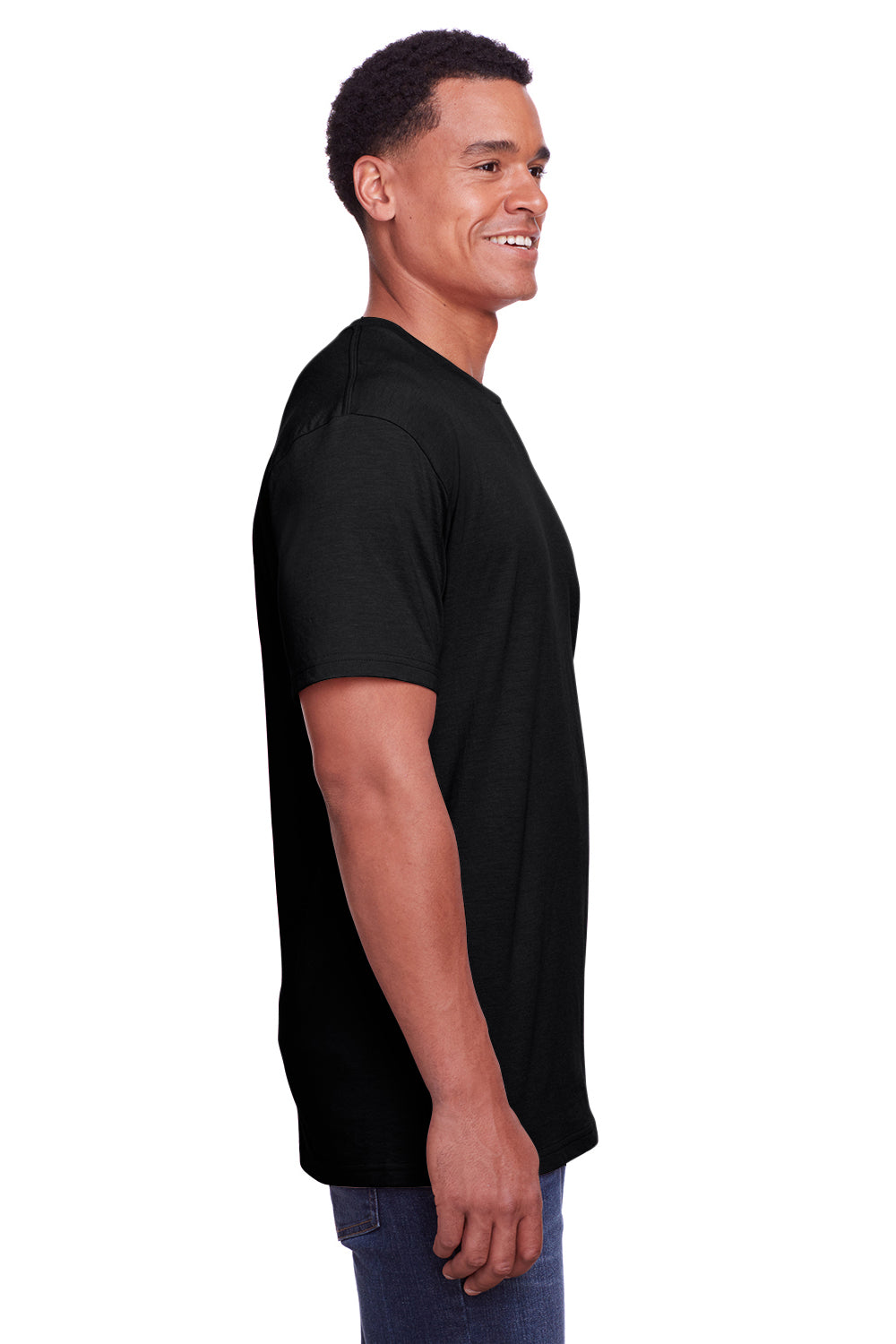 Gildan G670 Mens Softstyle CVC Short Sleeve Crewneck T-Shirt Black Side