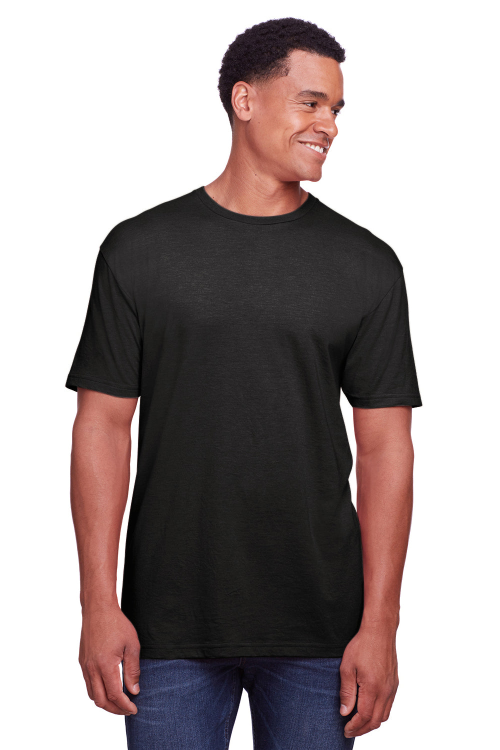 Gildan G670 Mens Softstyle CVC Short Sleeve Crewneck T-Shirt Black Mist Front