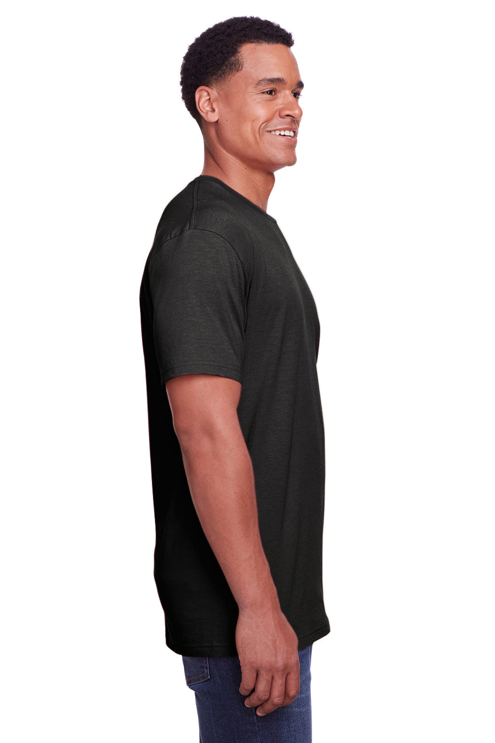 Gildan G670 Mens Softstyle CVC Short Sleeve Crewneck T-Shirt Black Mist Side