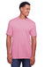 Gildan G670 Mens Softstyle CVC Short Sleeve Crewneck T-Shirt Plumrose Pink Front