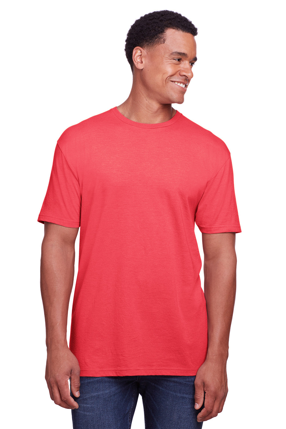 Gildan G670 Mens Softstyle CVC Short Sleeve Crewneck T-Shirt Red Front