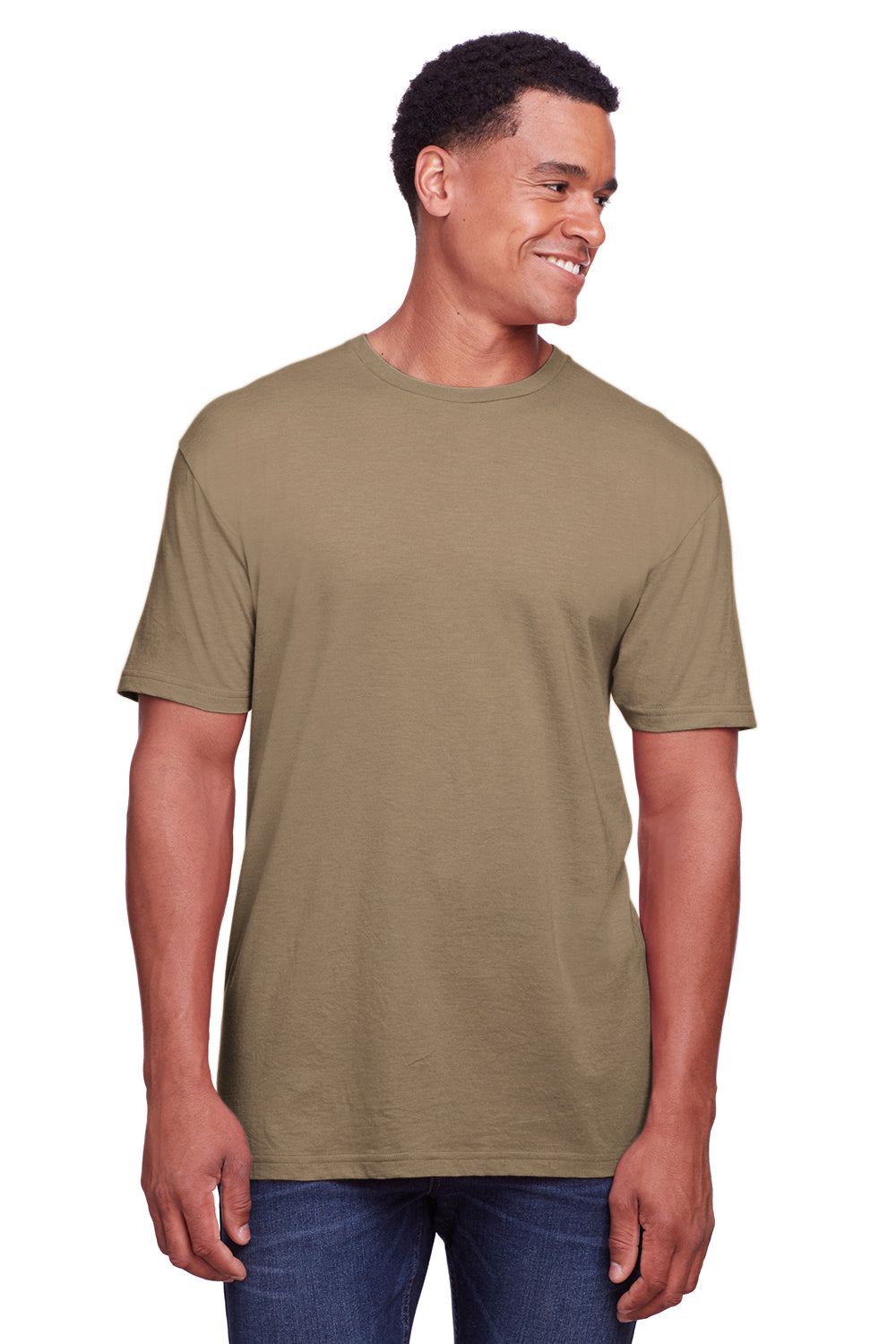 Gildan G670 Mens Softstyle CVC Short Sleeve Crewneck T-Shirt Slate Brown Front