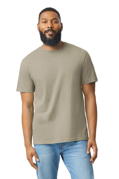 Gildan G670/67000 Mens Softstyle CVC Short Sleeve Crewneck T-Shirt Dune Mist Front