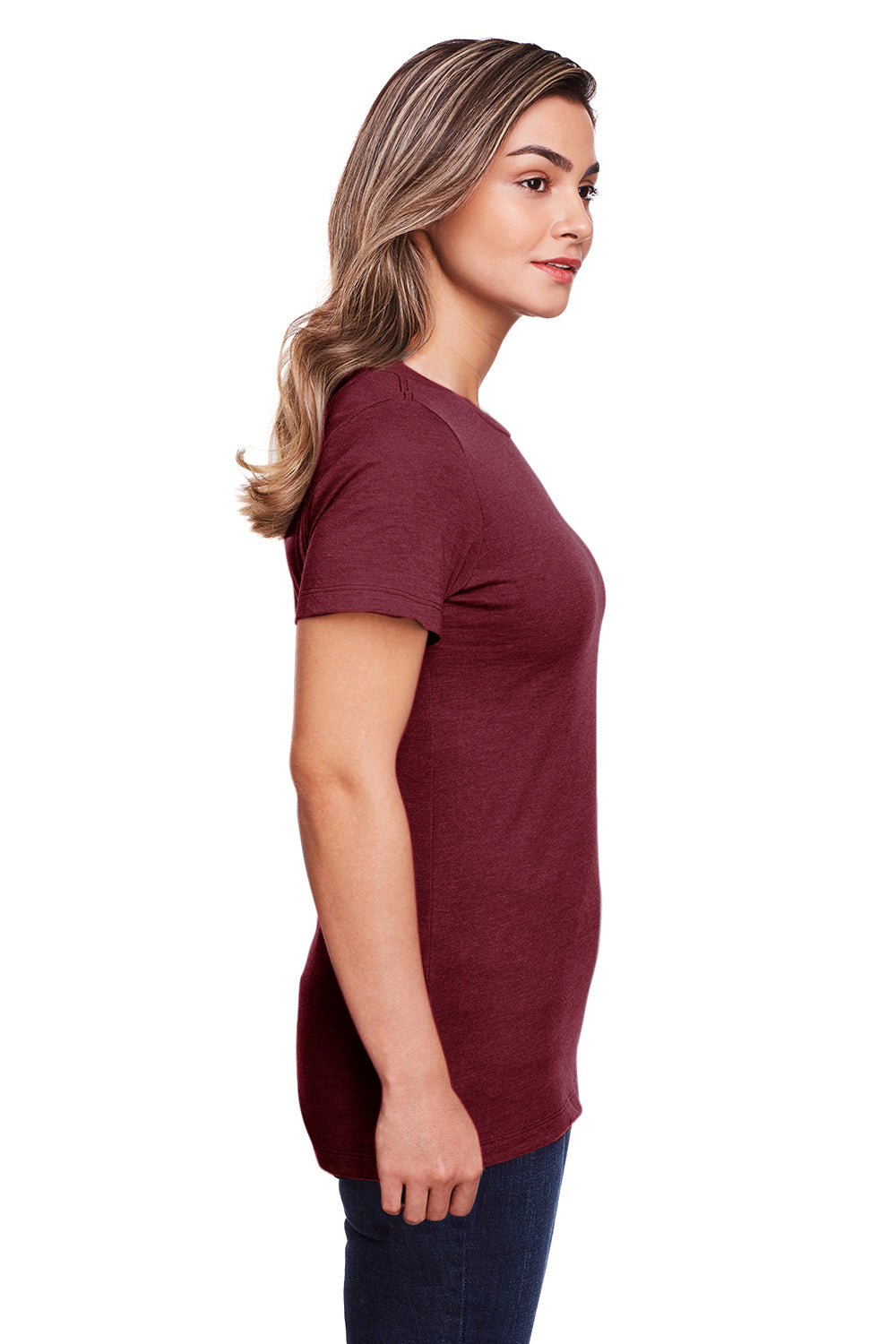 Gildan G670L Womens Softstyle CVC Short Sleeve Crewneck T-Shirt Maroon Side