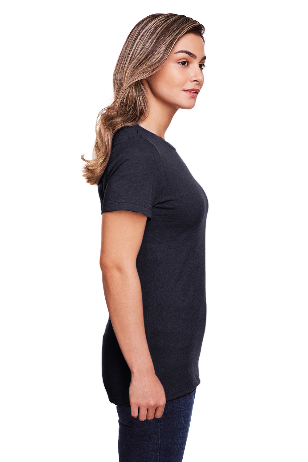 Gildan G670L Womens Softstyle CVC Short Sleeve Crewneck T-Shirt Navy Blue Side