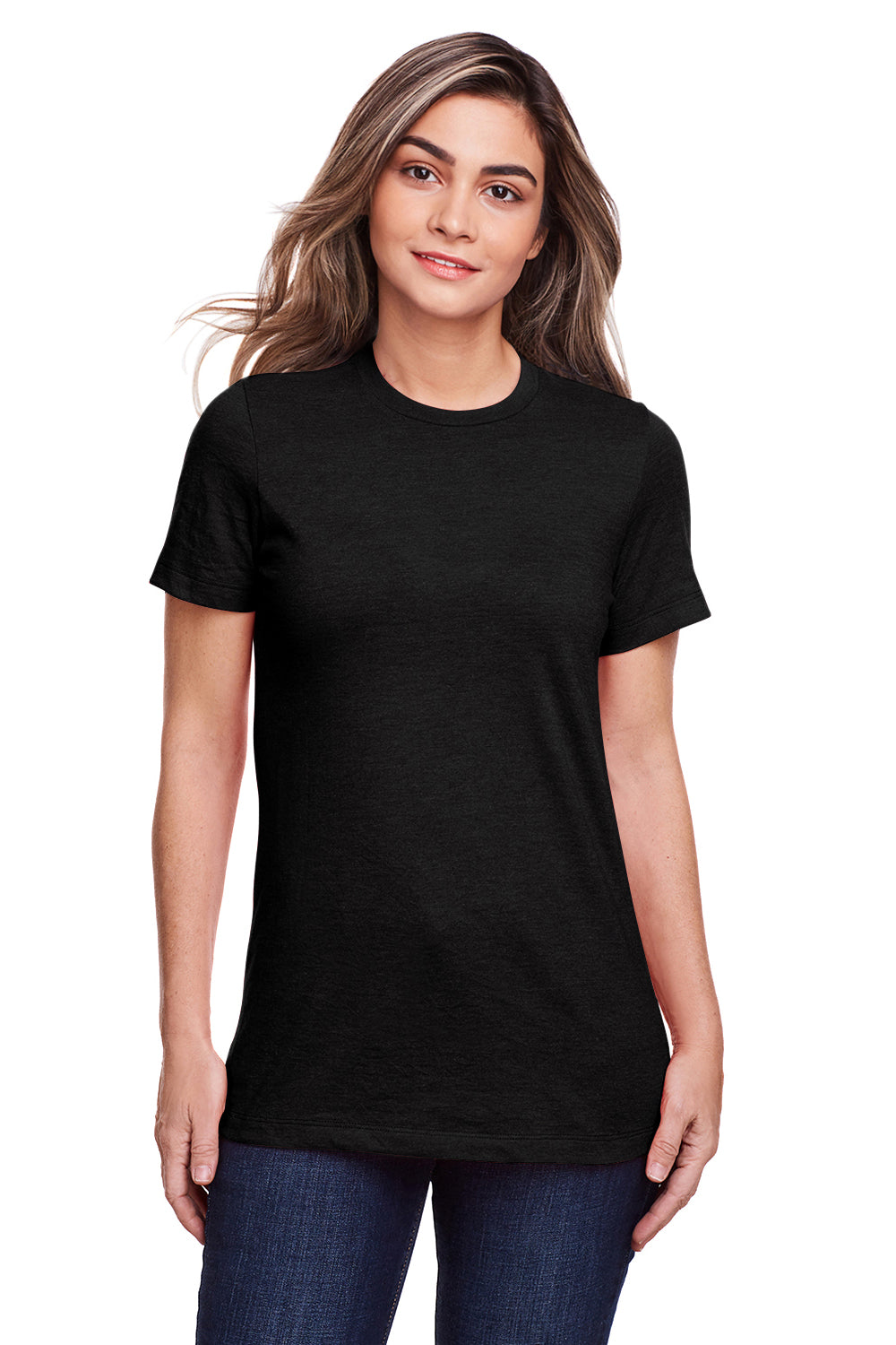 Gildan G670L Womens Softstyle CVC Short Sleeve Crewneck T-Shirt Black Front