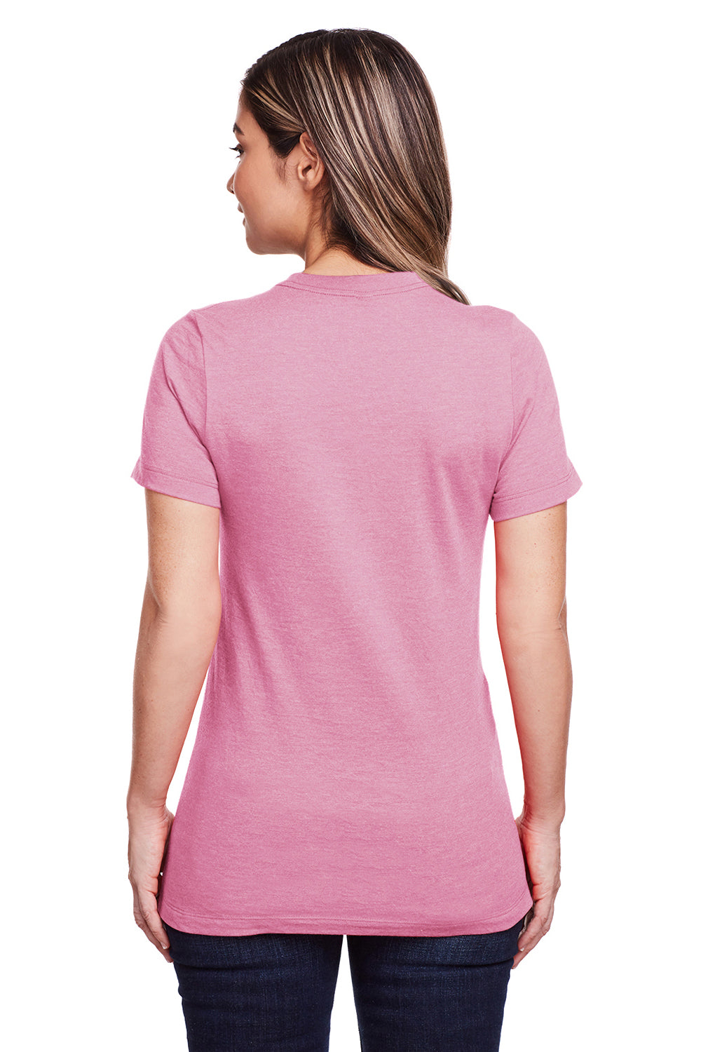 Gildan G670L Womens Softstyle CVC Short Sleeve Crewneck T-Shirt Plumrose Pink Back
