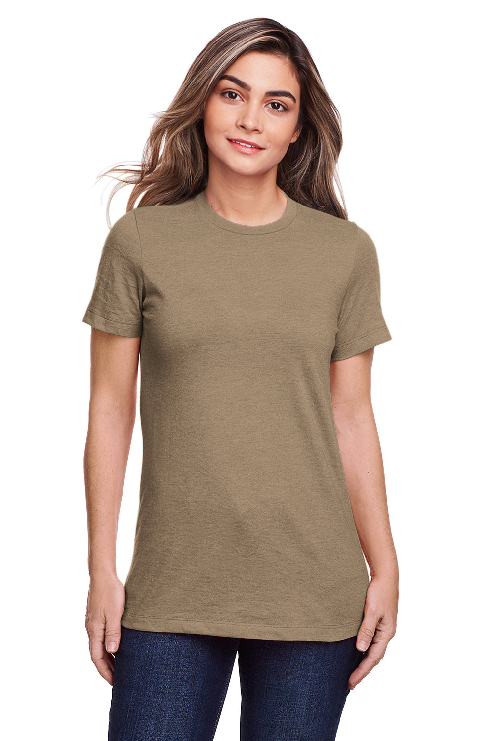 Gildan G670L Womens Softstyle CVC Short Sleeve Crewneck T-Shirt Slate Brown Front