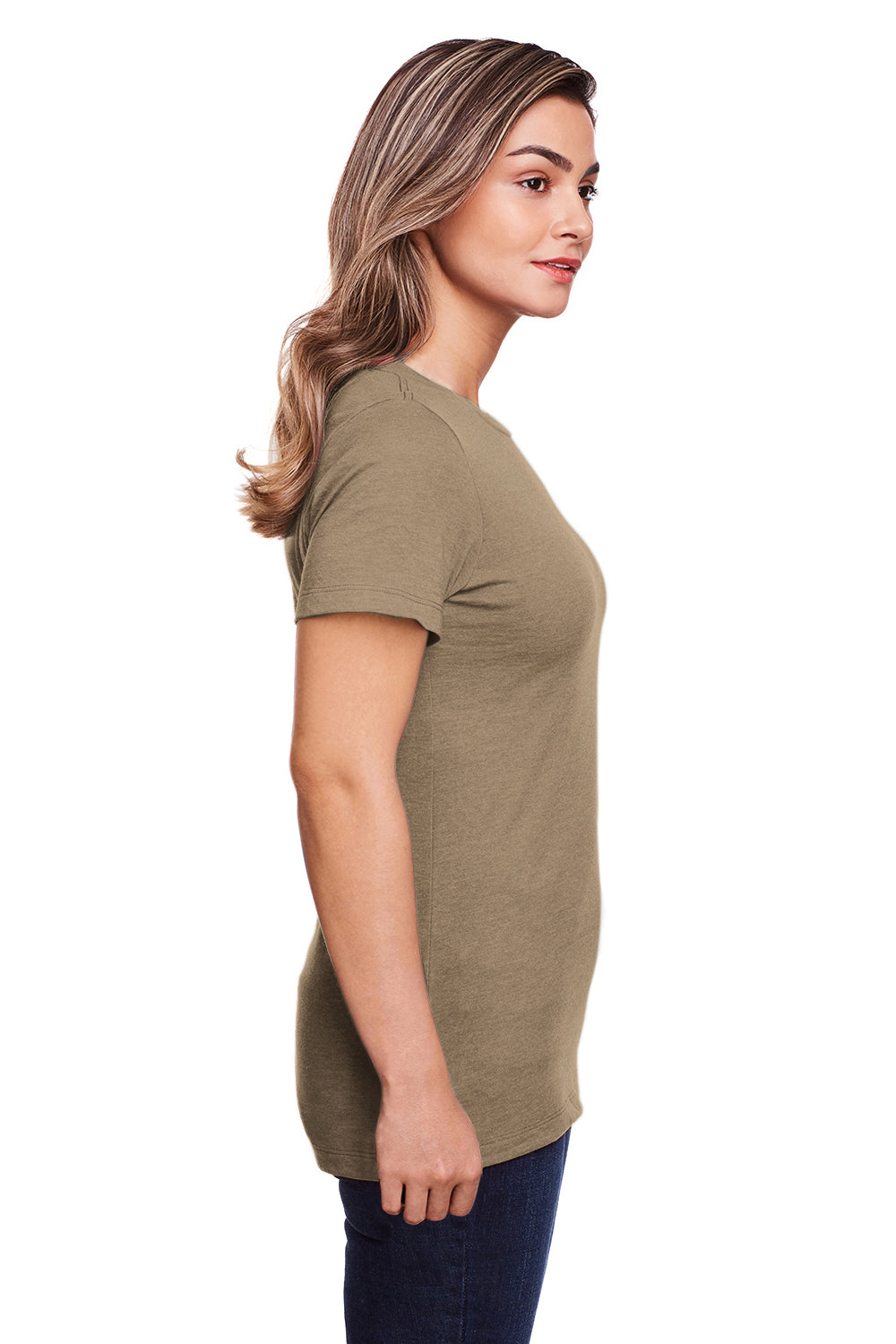 Gildan G670L Womens Softstyle CVC Short Sleeve Crewneck T-Shirt Slate Brown Side