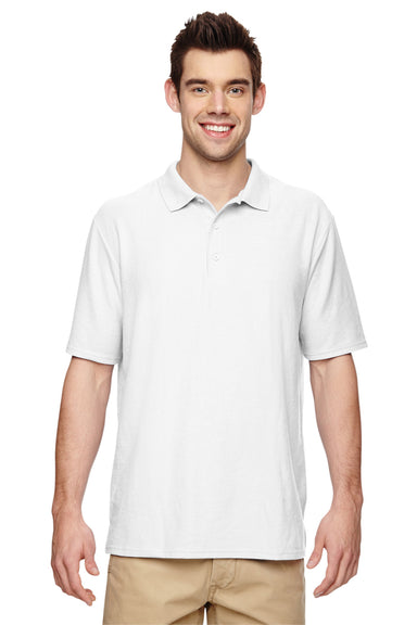 Gildan G728 Mens DryBlend Moisture Wicking Short Sleeve Polo Shirt White Front