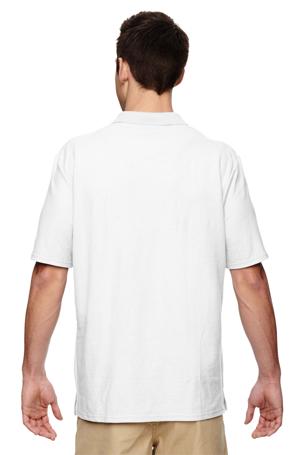 Gildan G728 Mens DryBlend Moisture Wicking Short Sleeve Polo Shirt White Back