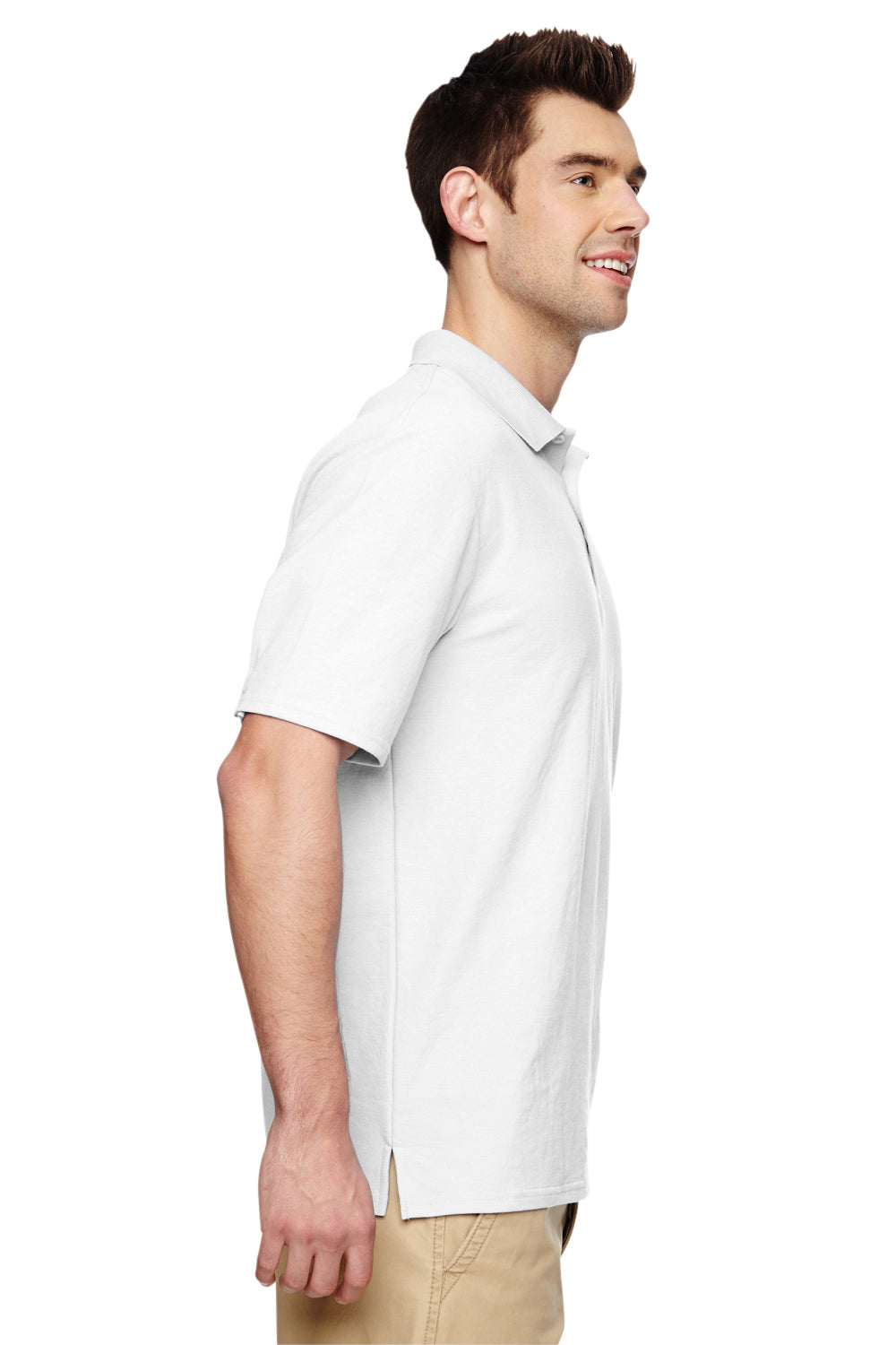 Gildan G728 Mens DryBlend Moisture Wicking Short Sleeve Polo Shirt White Side