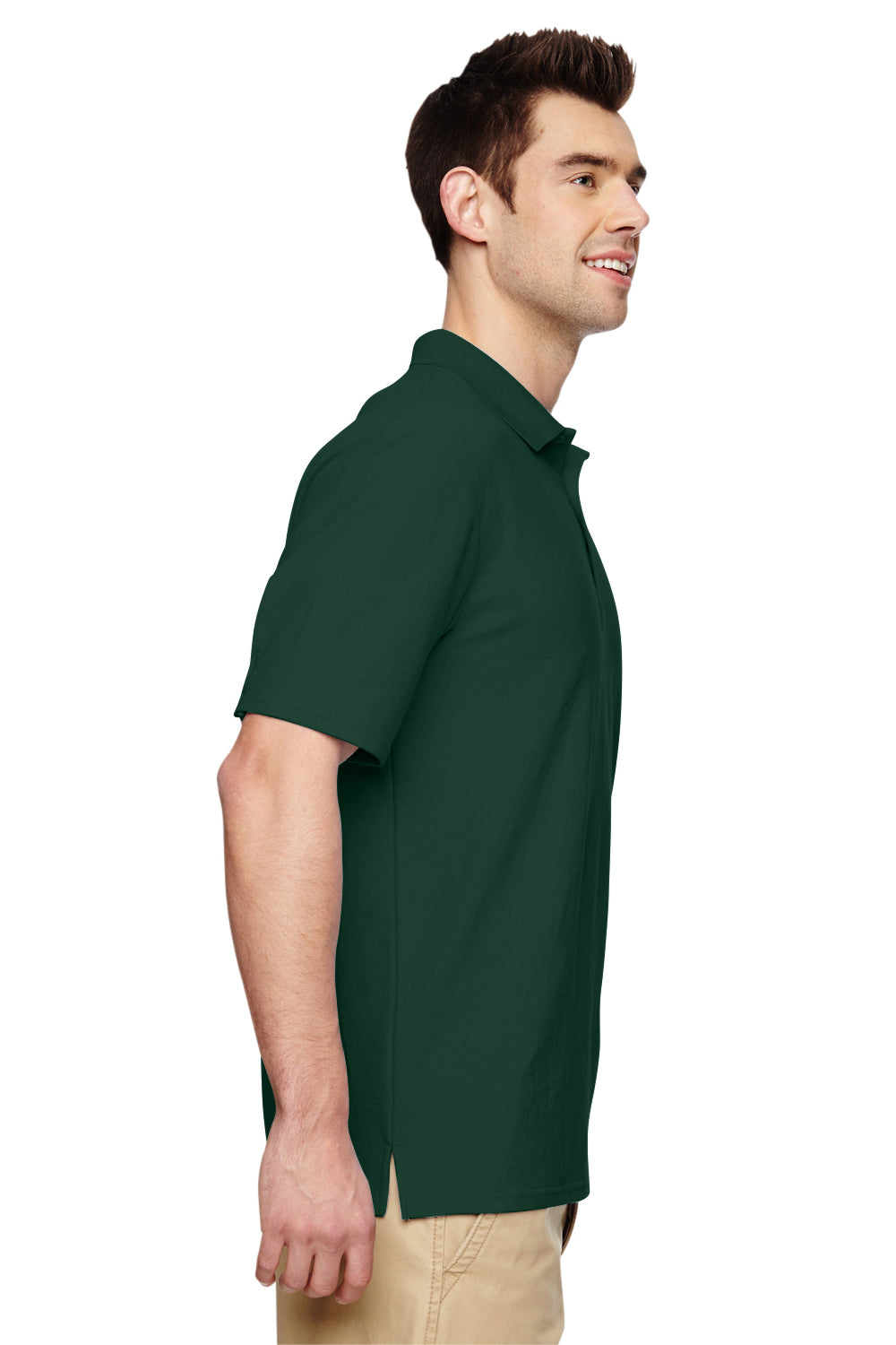 Gildan G728 Mens DryBlend Moisture Wicking Short Sleeve Polo Shirt Forest Green Side
