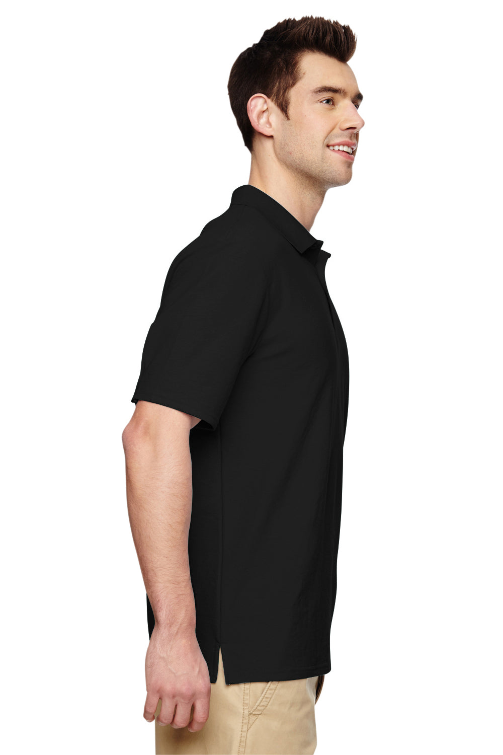Gildan G728 Mens DryBlend Moisture Wicking Short Sleeve Polo Shirt Black Side