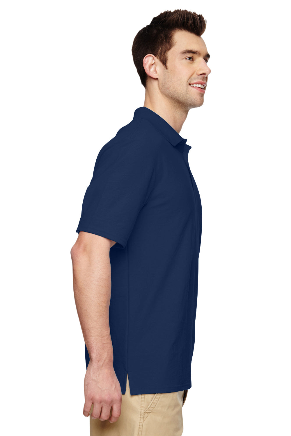 Gildan G728 Mens DryBlend Moisture Wicking Short Sleeve Polo Shirt Navy Blue Side