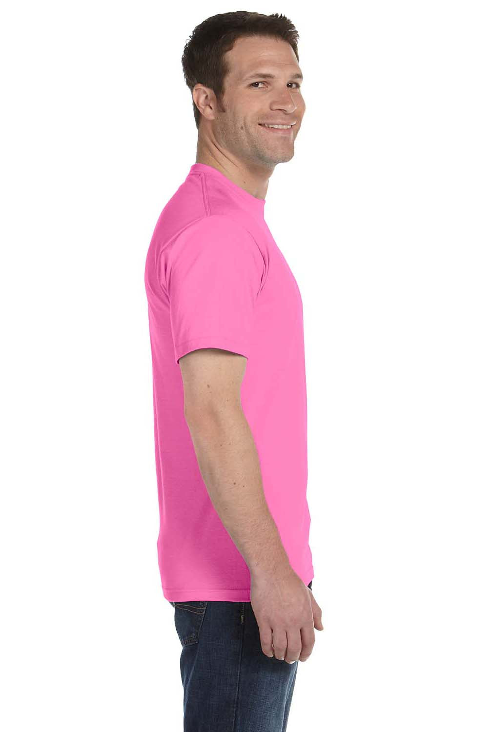 Gildan G800 Mens DryBlend Moisture Wicking Short Sleeve Crewneck T-Shirt Azalea Pink Side