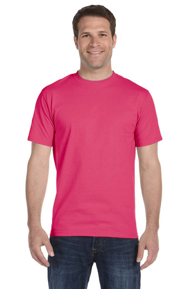 Gildan G800 Mens DryBlend Moisture Wicking Short Sleeve Crewneck T-Shirt Heliconia Pink Front