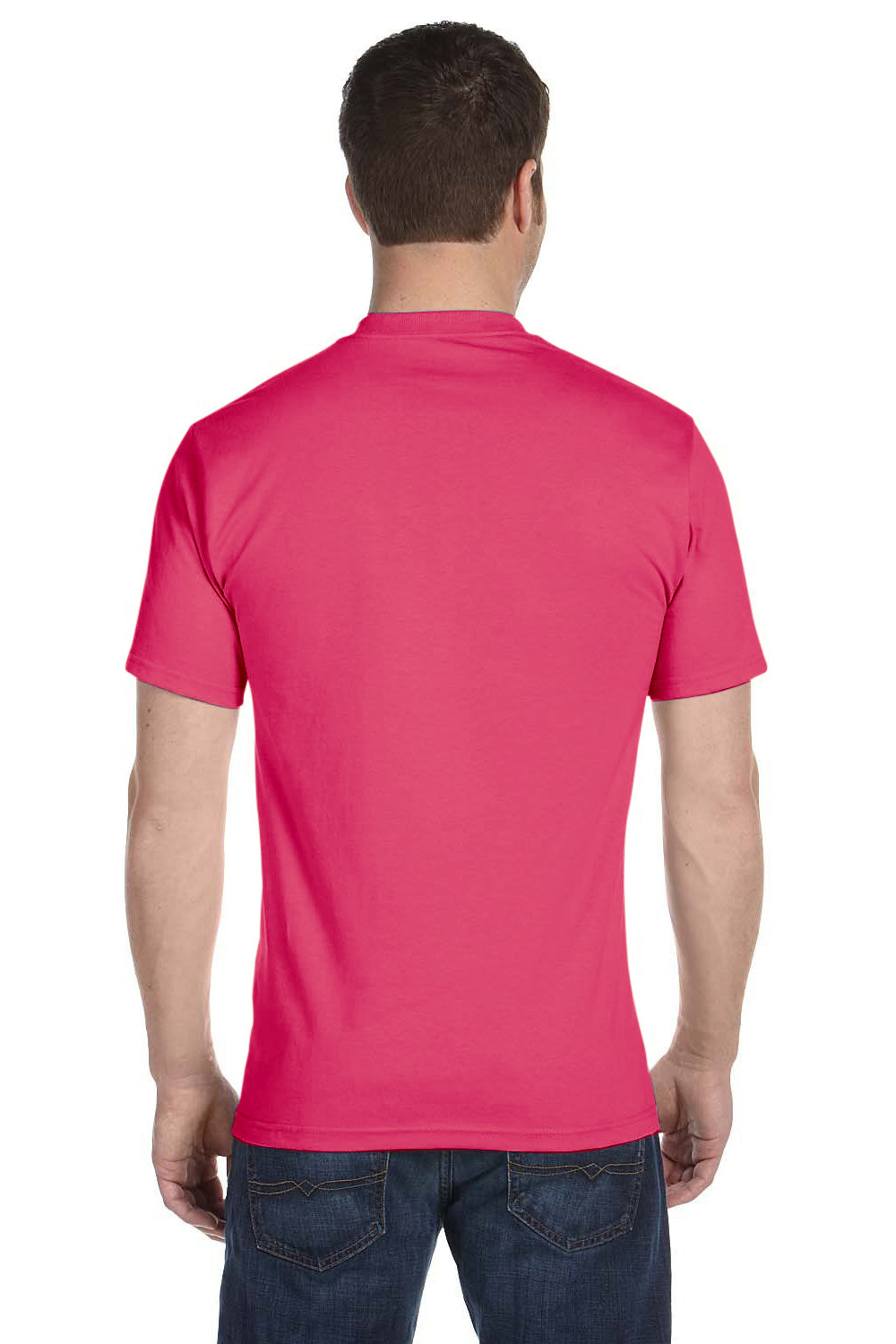 Gildan G800 Mens DryBlend Moisture Wicking Short Sleeve Crewneck T-Shirt Heliconia Pink Back