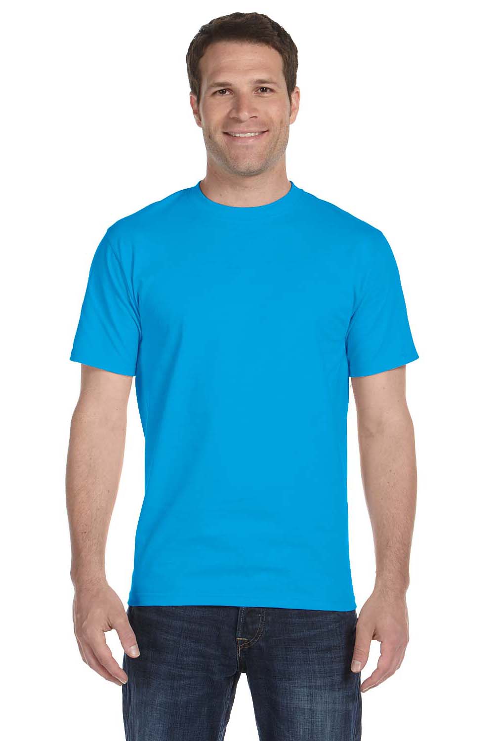 Gildan G800 Mens DryBlend Moisture Wicking Short Sleeve Crewneck T-Shirt Sapphire Blue Front