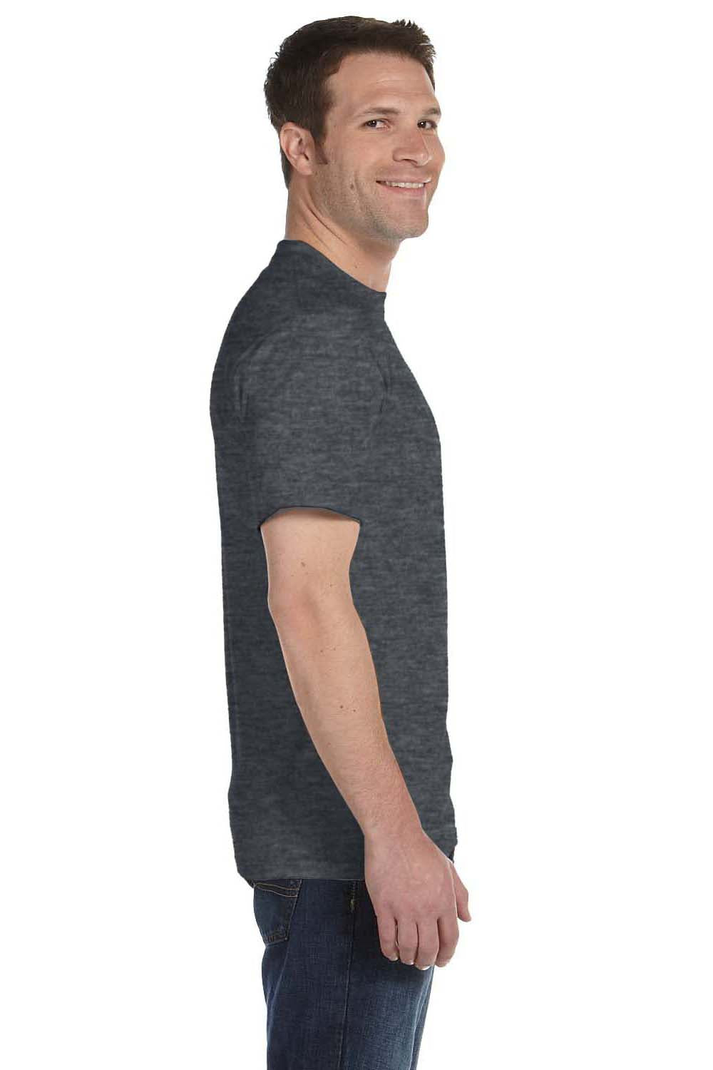 Gildan G800 Mens DryBlend Moisture Wicking Short Sleeve Crewneck T-Shirt Heather Dark Grey Side