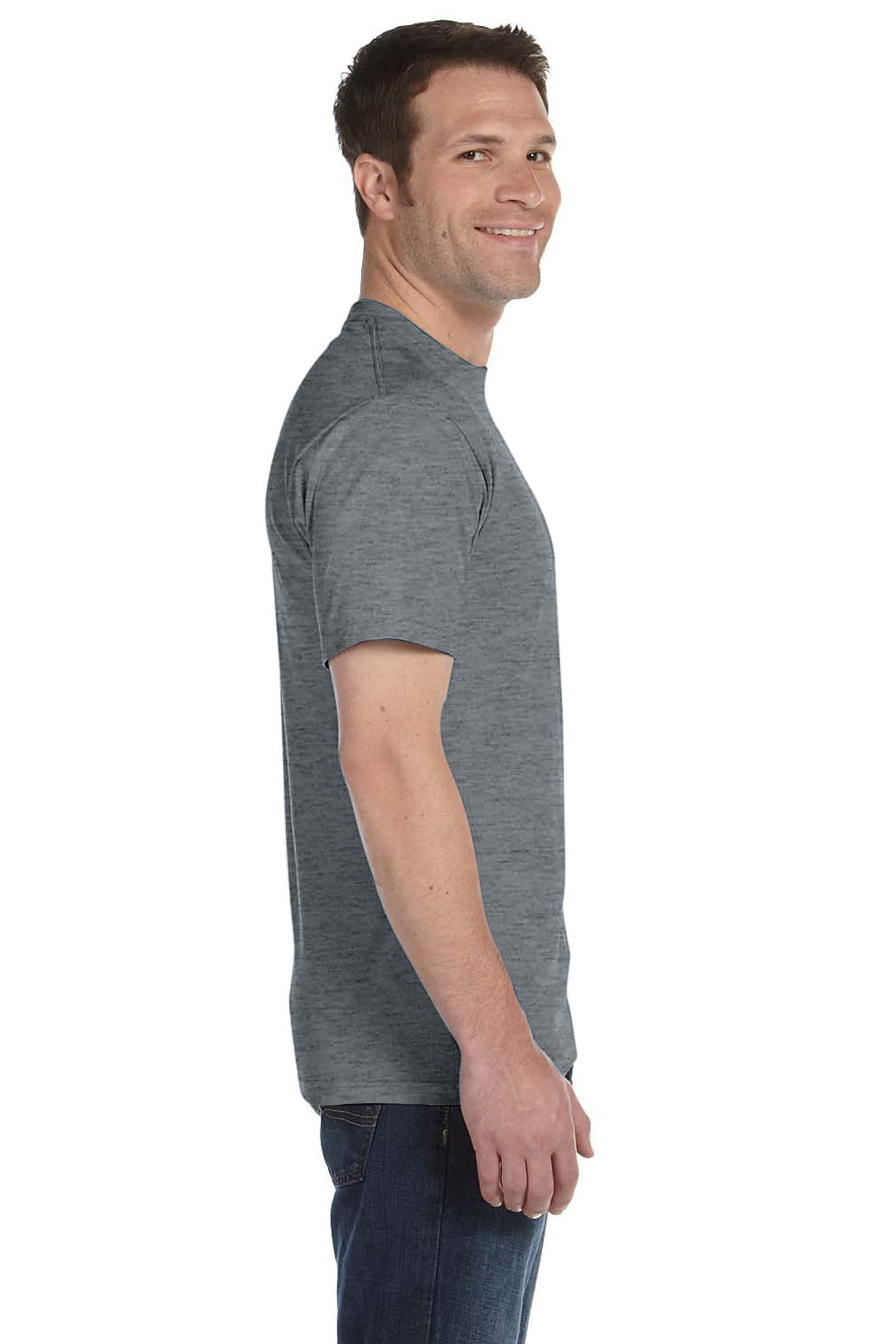 Gildan G800 Mens DryBlend Moisture Wicking Short Sleeve Crewneck T-Shirt Heather Graphite Grey Side