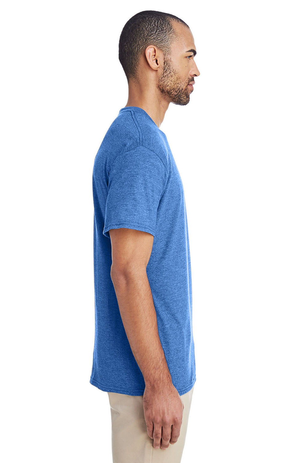 Gildan G800 Mens DryBlend Moisture Wicking Short Sleeve Crewneck T-Shirt Heather Royal Blue Side