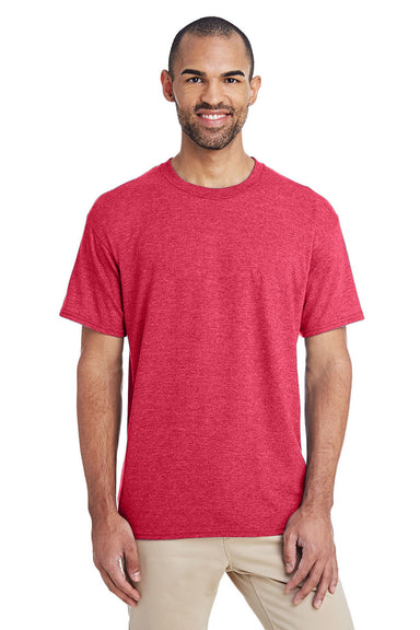 Gildan G800 Mens DryBlend Moisture Wicking Short Sleeve Crewneck T-Shirt Heather Scarlet Red Front