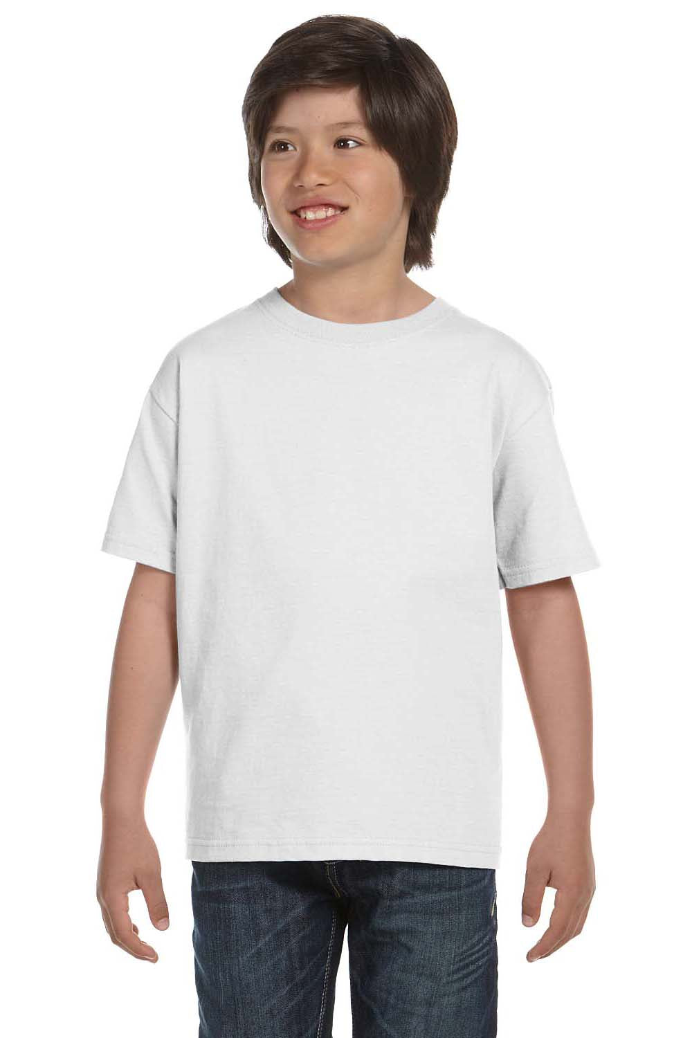 Gildan G800B Youth DryBlend Moisture Wicking Short Sleeve Crewneck T-Shirt White Front