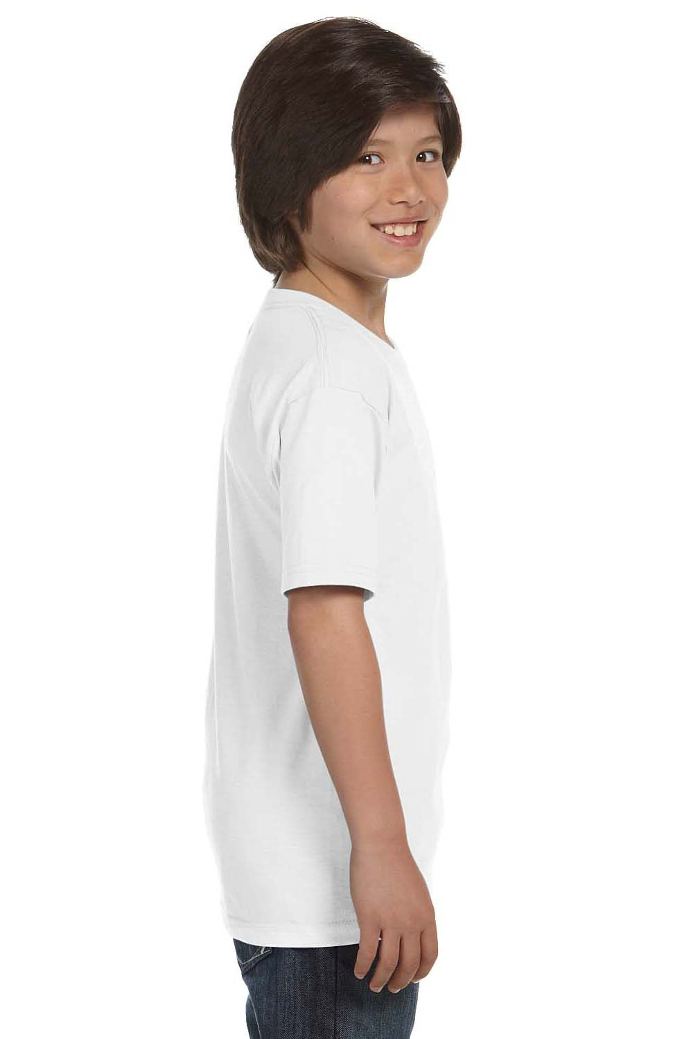 Gildan G800B Youth DryBlend Moisture Wicking Short Sleeve Crewneck T-Shirt White Side