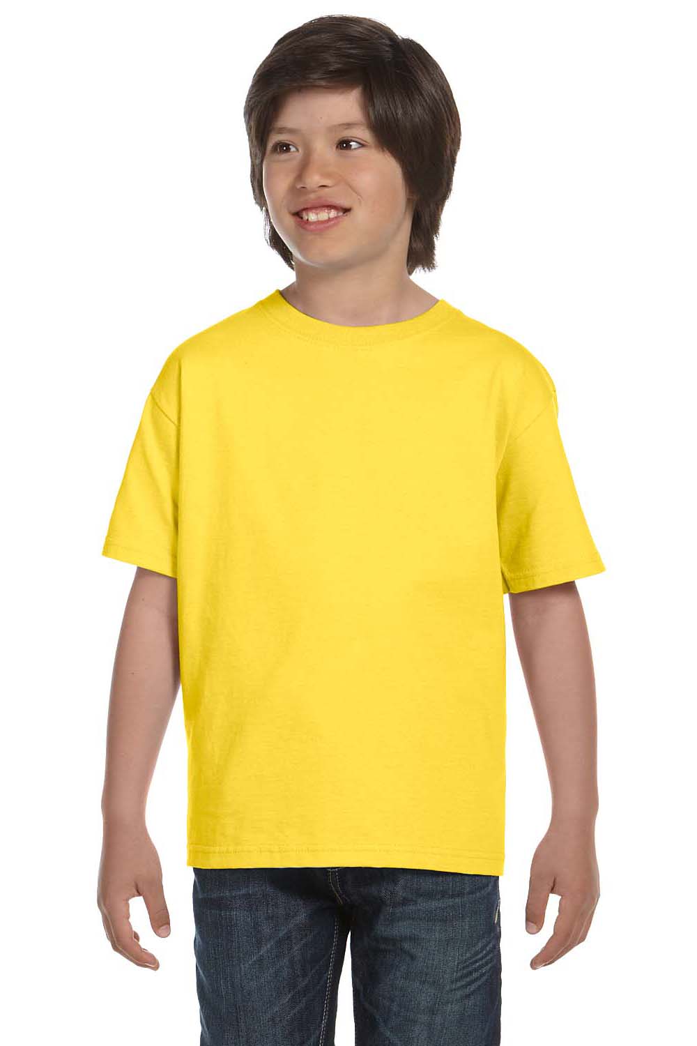 Gildan G800B Youth DryBlend Moisture Wicking Short Sleeve Crewneck T-Shirt Daisy Yellow Front