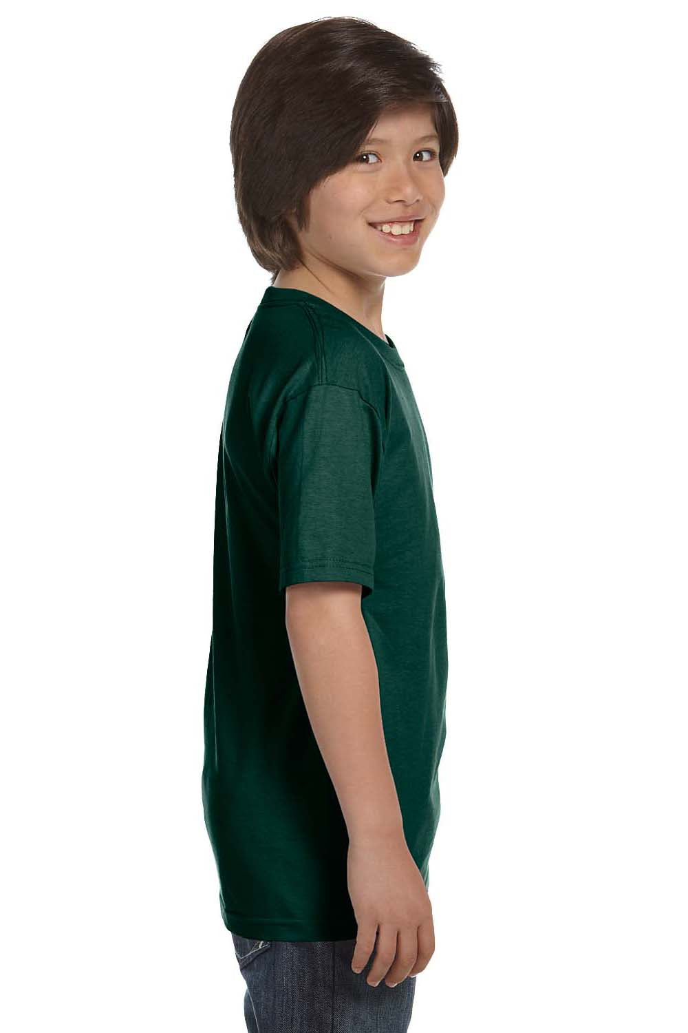 Gildan G800B Youth DryBlend Moisture Wicking Short Sleeve Crewneck T-Shirt Forest Green Side