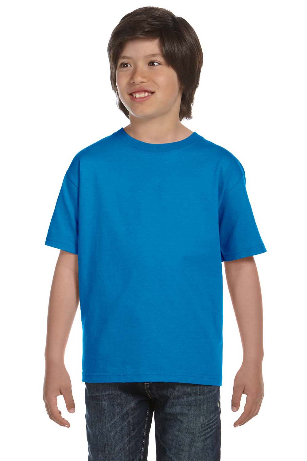 Gildan G800B Youth DryBlend Moisture Wicking Short Sleeve Crewneck T-Shirt Sapphire Blue Front