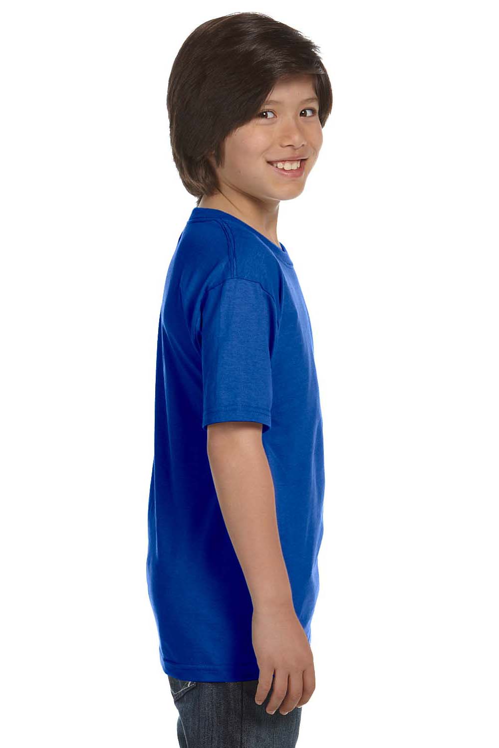 Gildan G800B Youth DryBlend Moisture Wicking Short Sleeve Crewneck T-Shirt Royal Blue Side