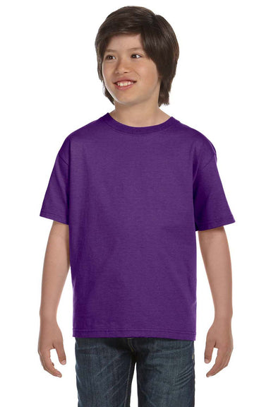 Gildan G800B Youth DryBlend Moisture Wicking Short Sleeve Crewneck T-Shirt Purple Front