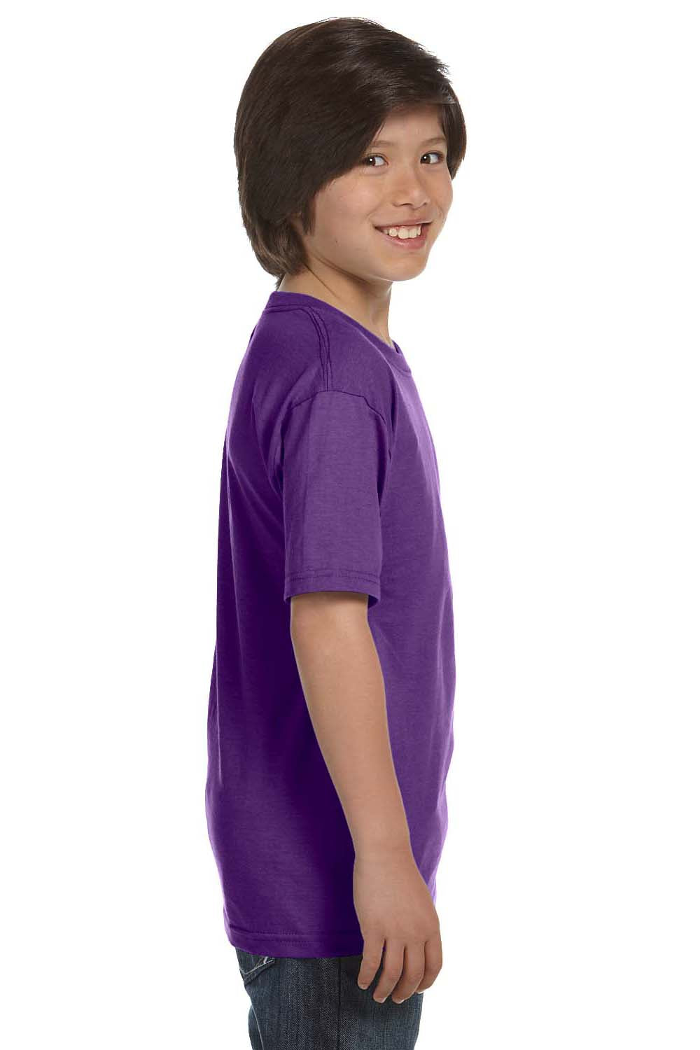 Gildan G800B Youth DryBlend Moisture Wicking Short Sleeve Crewneck T-Shirt Purple Side
