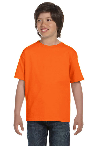 Gildan G800B Youth DryBlend Moisture Wicking Short Sleeve Crewneck T-Shirt Safety Orange Front