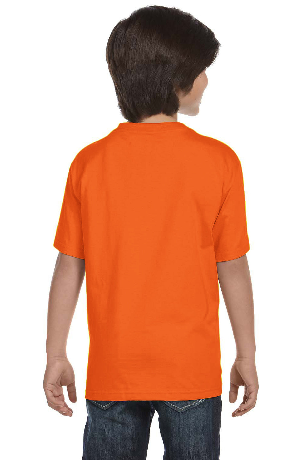 Gildan G800B Youth DryBlend Moisture Wicking Short Sleeve Crewneck T-Shirt Safety Orange Back