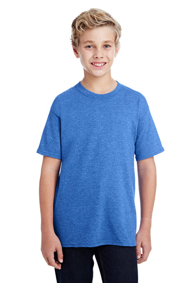 Gildan G800B Youth DryBlend Moisture Wicking Short Sleeve Crewneck T-Shirt Heather Royal Blue Front