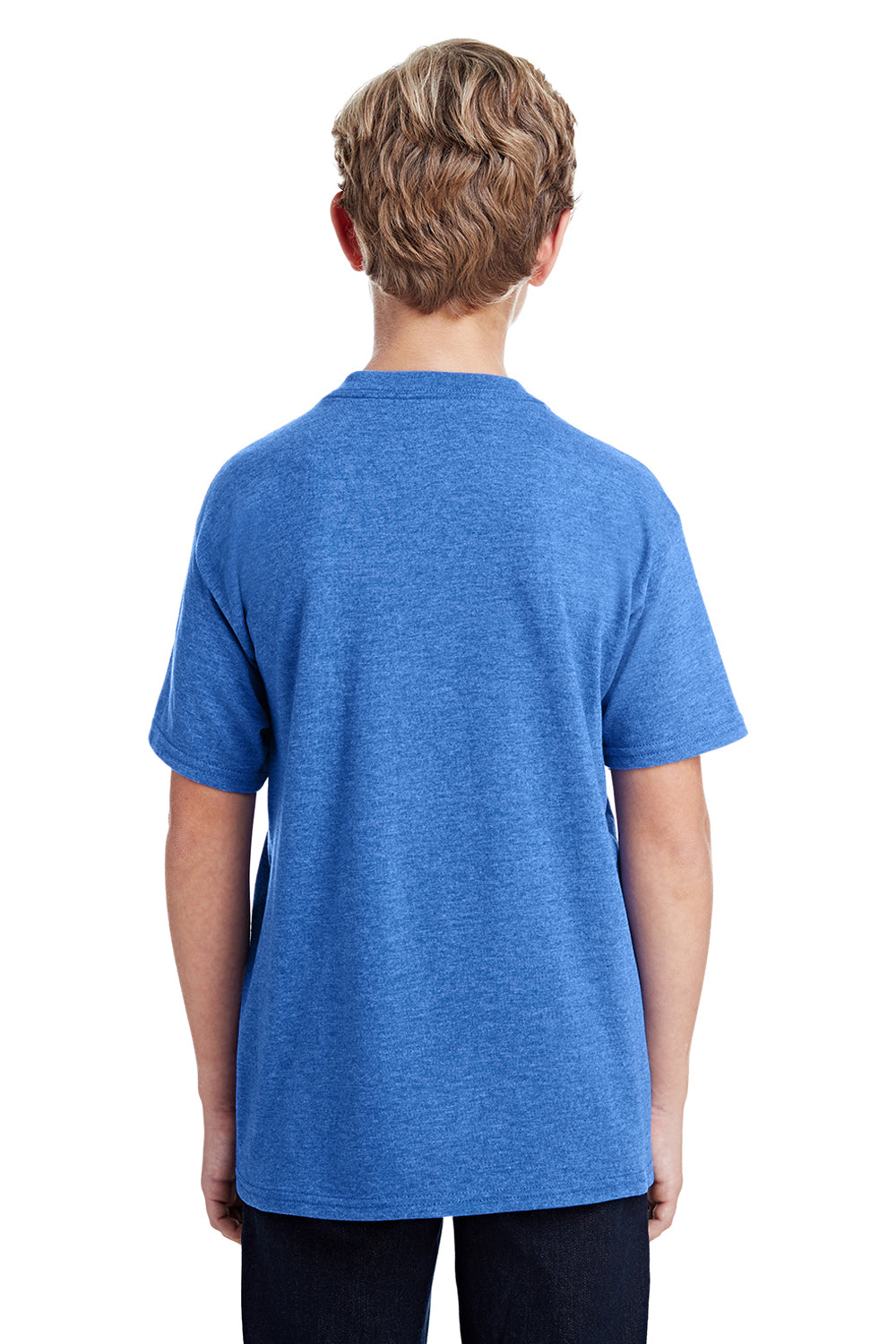 Gildan G800B Youth DryBlend Moisture Wicking Short Sleeve Crewneck T-Shirt Heather Royal Blue Back