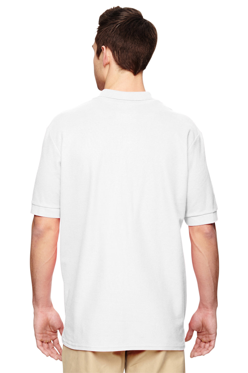 Gildan G828 Mens Short Sleeve Polo Shirt White Back